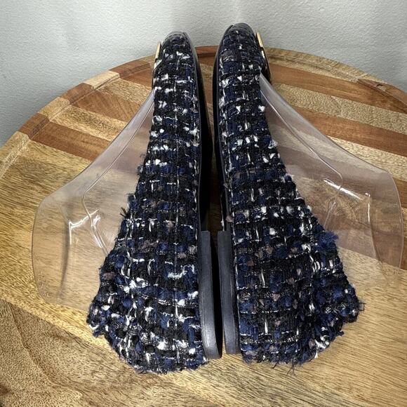 TORY BURCH Serena Reva Rare Navy White Boucle Tweed Ballet Flat Sz 8.5 $225‎ - Picture 8 of 13